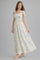 Blue Floral Smocked Shoulder Tie Maxi Dress