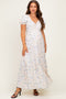 Creme Floral Lace Trim Button Down Maternity Maxi Dress