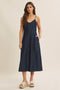 Navy Button-Down Denim Midi Dress