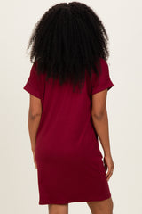 Cabernet Brushed Rolled Short Sleeve V-Neck Dress