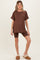 Brown Hi-Low Short Sleeve Tee Biker Short Maternity Set