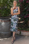 Grey Mesh Floral Sleeveless Midi Dress