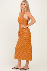 Red Striped Halter Maxi Dress