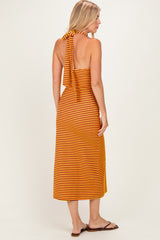 Red Striped Halter Maxi Dress