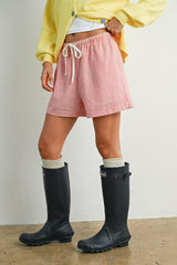 Red Striped Drawstring Shorts