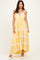 Yellow Lace Trim Tiered Maxi Dress