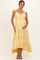 Yellow Lace Trim Tiered Maternity Maxi Dress