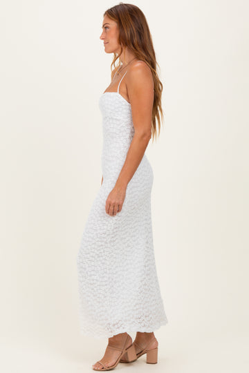 White Floral Lace Cutout Maxi Dress