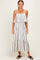 Black Striped Flounce Shoulder Tie Midi Dress