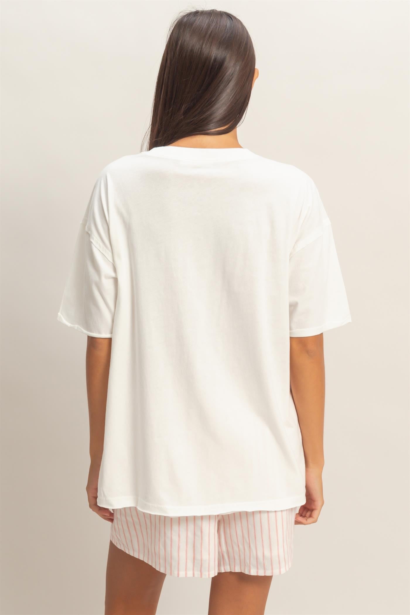 White Vintage Wash Raw Edge Pocket T-Shirt
