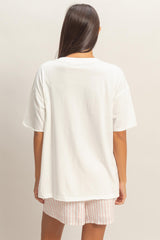 White Vintage Wash Raw Edge Pocket T-Shirt