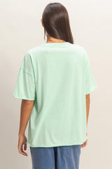 Mint Vintage Wash Raw Edge Pocket T-Shirt