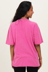 Fuchsia Vintage Wash Raw Edge Pocket Maternity T-Shirt