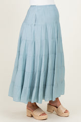 Sage Tiered Maternity Maxi Skirt