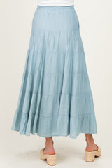 Sage Tiered Maternity Maxi Skirt
