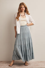 Sage Tiered Maxi Skirt