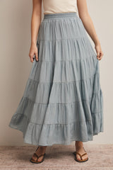 Sage Tiered Maxi Skirt
