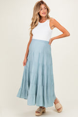 Sage Tiered Maternity Maxi Skirt