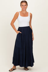 Navy Tiered Maxi Skirt