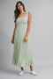 Sage Textured Knit Shoulder Tie Midi Dress