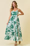 Green Floral Tiered Cutout Tie Back Maxi Dress