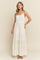 Ivory Textured Tiered Lace Trim Maxi Dress
