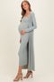 New Sage Ribbed Sleeveless Dress Cardigan Maternity Set