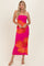 Fuchsia Floral Strapless Maxi Dress