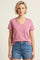 Pink Raw Edged Basic Slub Top