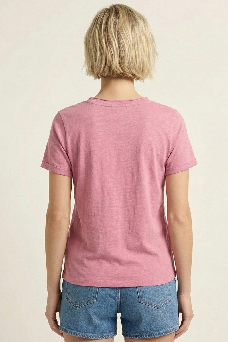 Pink Raw Edged Basic Slub Top