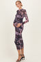 Pink Animal Print Mesh Overlay Maternity Maxi Dress