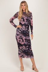 Pink Animal Print Mesh Overlay Maxi Dress