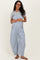 Blue Pinstriped Barrel-Leg Maternity Overalls