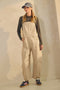 Taupe Pinstriped Barrel-Leg Overalls
