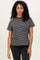 Black/White Short Sleeve Round Neck Stripe Tee