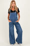 Denim Blue Wide-Leg Maternity Overalls