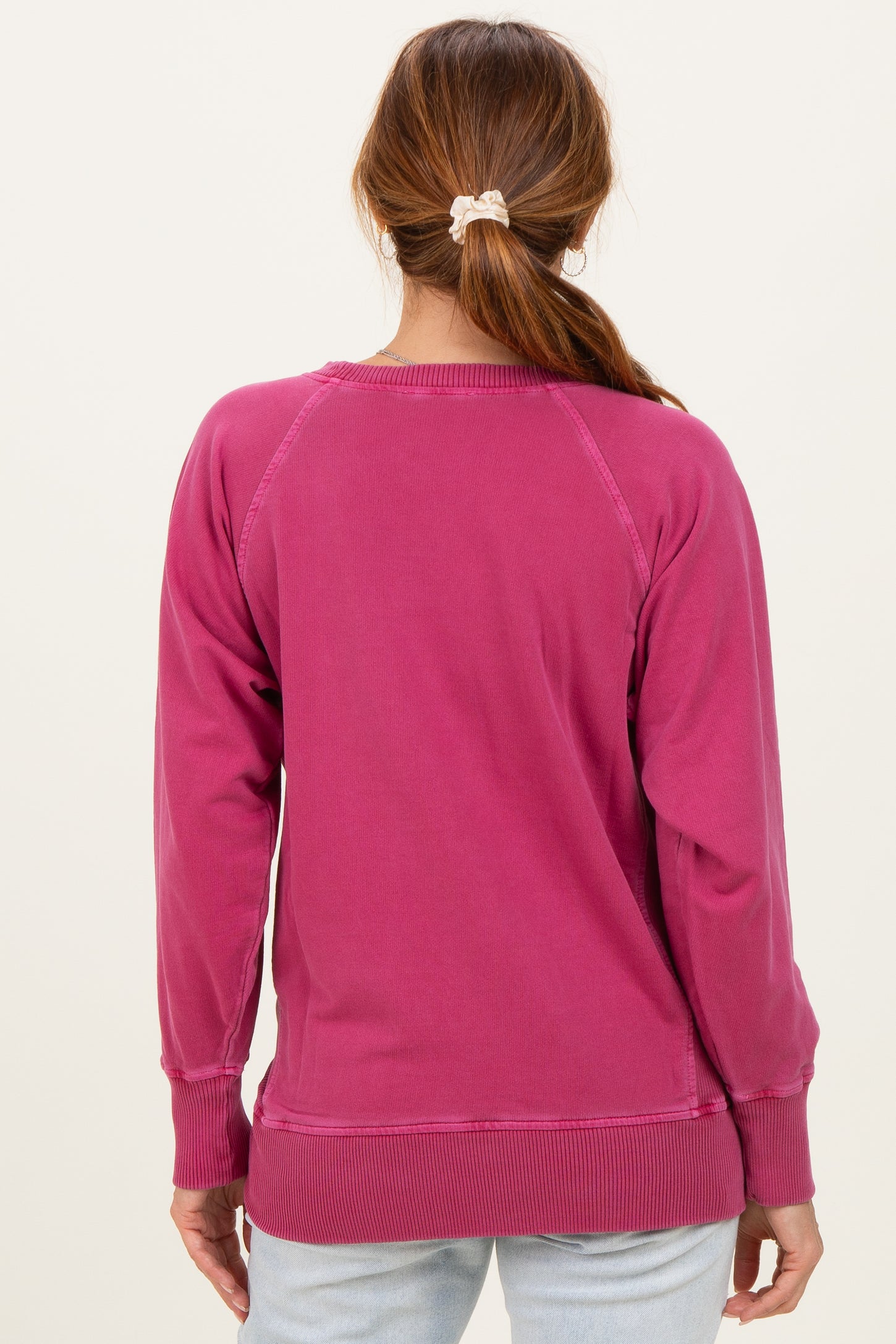 Burgundy Pigment Dyed French Terry Pullover