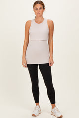 Beige Sleeveless Nursing Tank Top