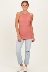 Coral Sleeveless Nursing Tank Top