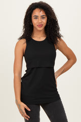 Black Sleeveless Nursing Tank Top
