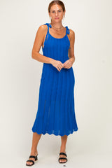 Blue Tied Shoulder Strap Midi Dress