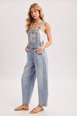 Light Wash Denim Barrel Overalls