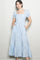 Light Blue Tiny Floral Smocked Puff Sleeve Maxi Dress