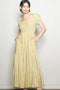 Light Sage Tiny Floral Smocked Puff Sleeve Maxi Dress