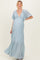 Light Blue Flutter Sleeve Maternity Maxi Dress
