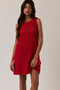 Red Boat Neck Sleeveless Crochet Dress