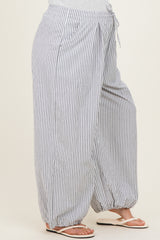 Black Striped Balloon Maternity Pants