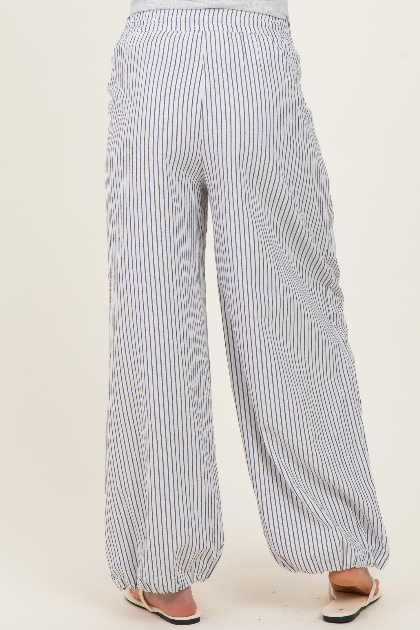 Black Striped Balloon Maternity Pants