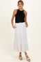 Ivory Striped Lace Trim Maternity Midi Skirt