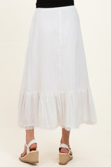 Ivory Striped Lace Trim Maternity Midi Skirt